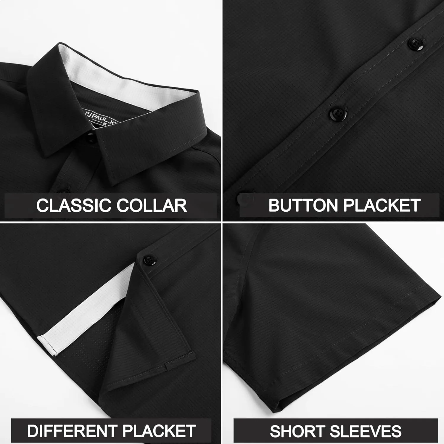 PJ PAUL JONES Mens Short Sleeve Button Down Shirts Casual Stylish Wrinkle-Free Untuckit Dress Shirt