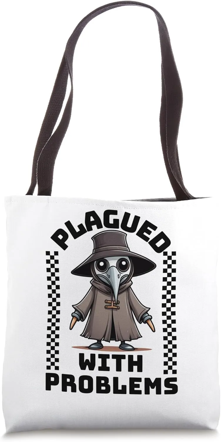 Plagued With Problems - Cute Plague Doctor Halloween Tote Bag