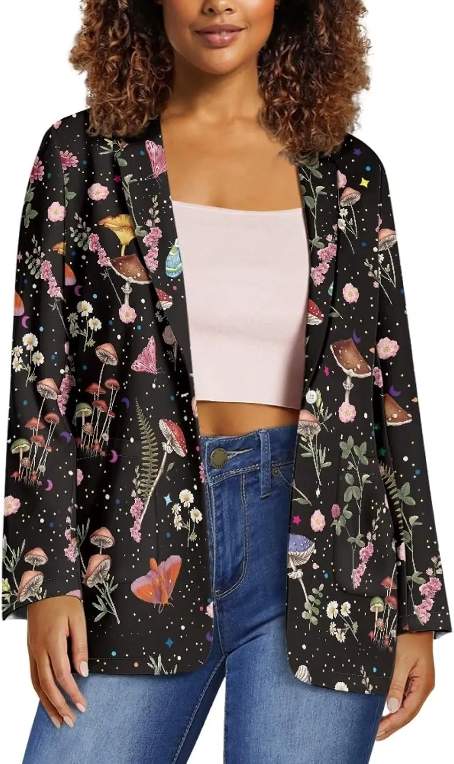 POLERO Womens Casual Blazers Long Sleeve Work Office Jacket with Pockets for Business