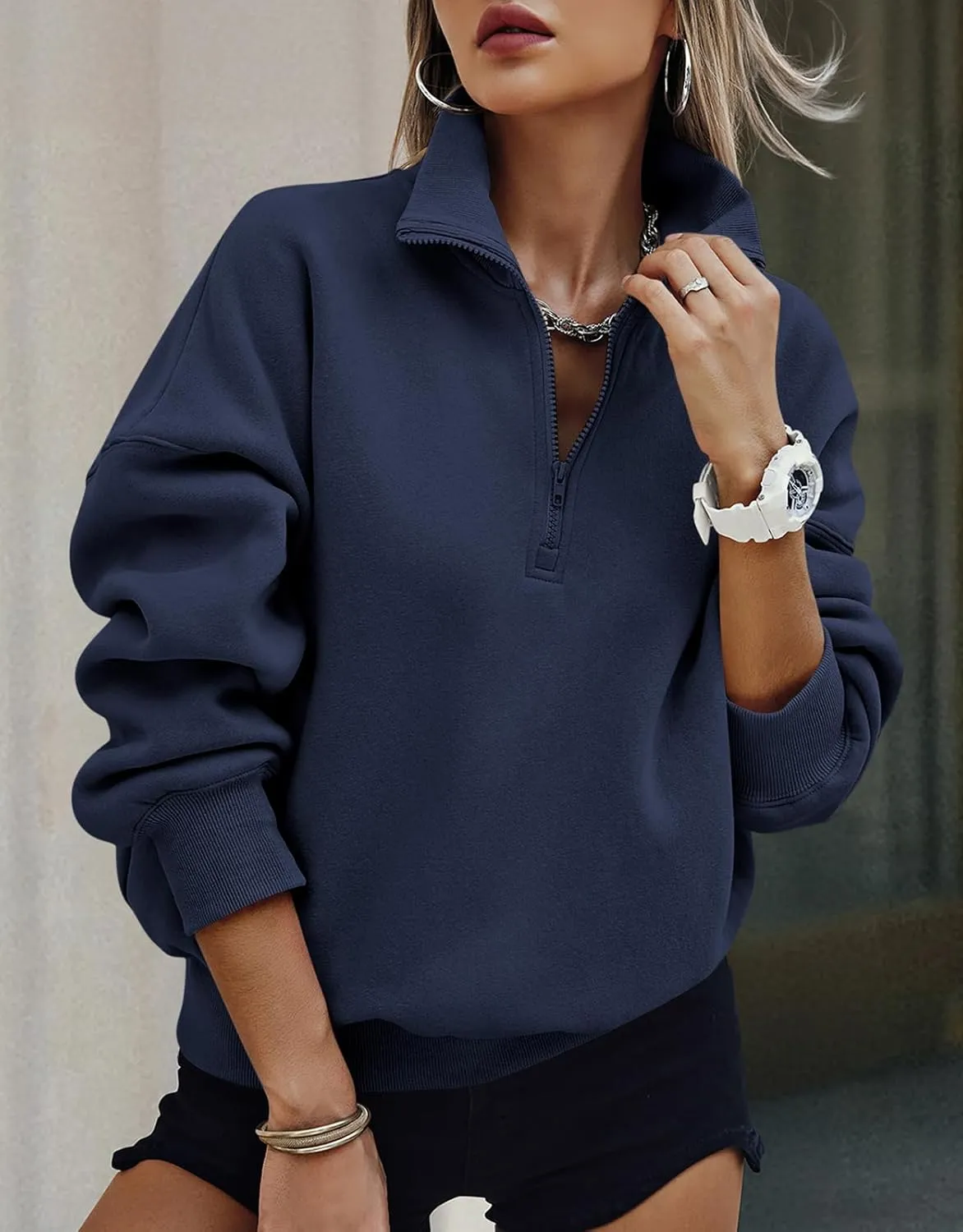 PRETTYGARDEN Womens Half Zip Sweatshirts Fleece Hoodies 2024 Trendy Long Sleeve Pullover Tops Fall Winter Outfits with Pocket