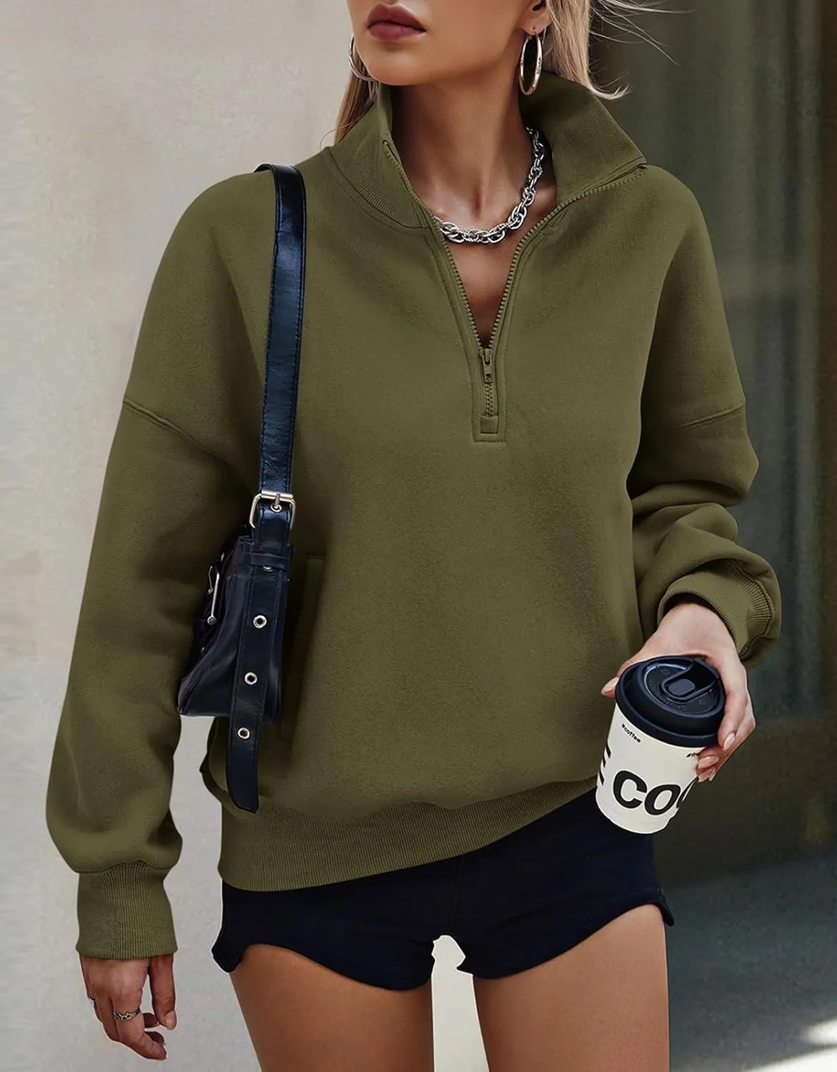 PRETTYGARDEN Womens Half Zip Sweatshirts Fleece Hoodies 2024 Trendy Long Sleeve Pullover Tops Fall Winter Outfits with Pocket