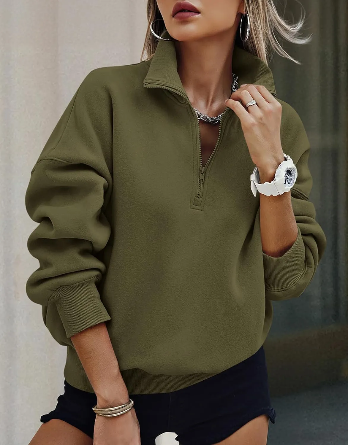 PRETTYGARDEN Womens Half Zip Sweatshirts Fleece Hoodies 2024 Trendy Long Sleeve Pullover Tops Fall Winter Outfits with Pocket