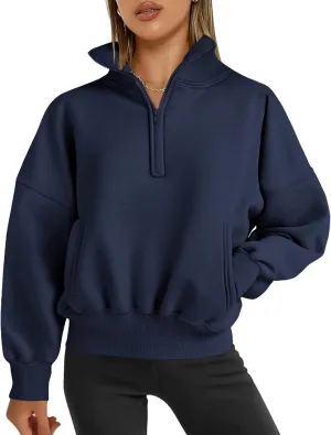 PRETTYGARDEN Womens Half Zip Sweatshirts Fleece Hoodies 2024 Trendy Long Sleeve Pullover Tops Fall Winter Outfits with Pocket
