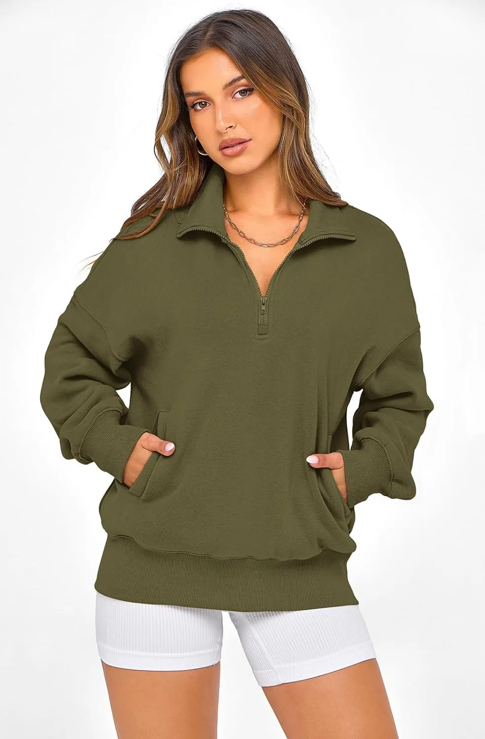 PRETTYGARDEN Womens Half Zip Sweatshirts Fleece Hoodies 2024 Trendy Long Sleeve Pullover Tops Fall Winter Outfits with Pocket