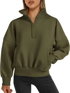 PRETTYGARDEN Womens Half Zip Sweatshirts Fleece Hoodies 2024 Trendy Long Sleeve Pullover Tops Fall Winter Outfits with Pocket