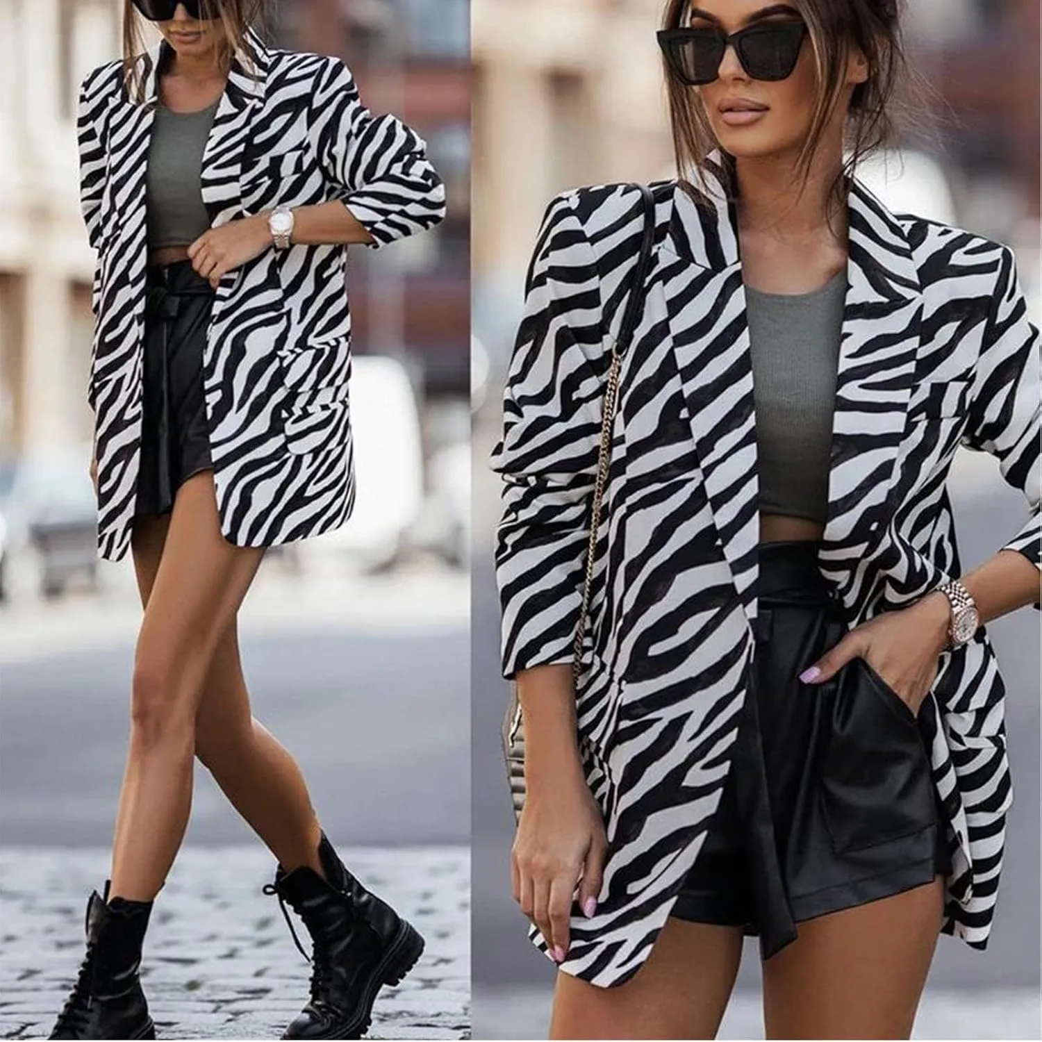 Printed Blazers for Women Colorful Women's Long Sleeves Notch Lapel Floral Blazer Casual Suit Jacket