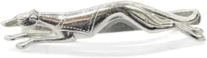 Racing Silver-Colored Tie Bar with Greyhound Dog, Made in France