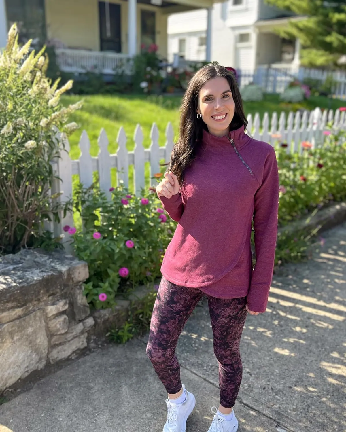RBX Activewear Women's Fleece Sweatshirt Fashion Pullover With Pockets, Zip Mock Neck and Thumb Holes