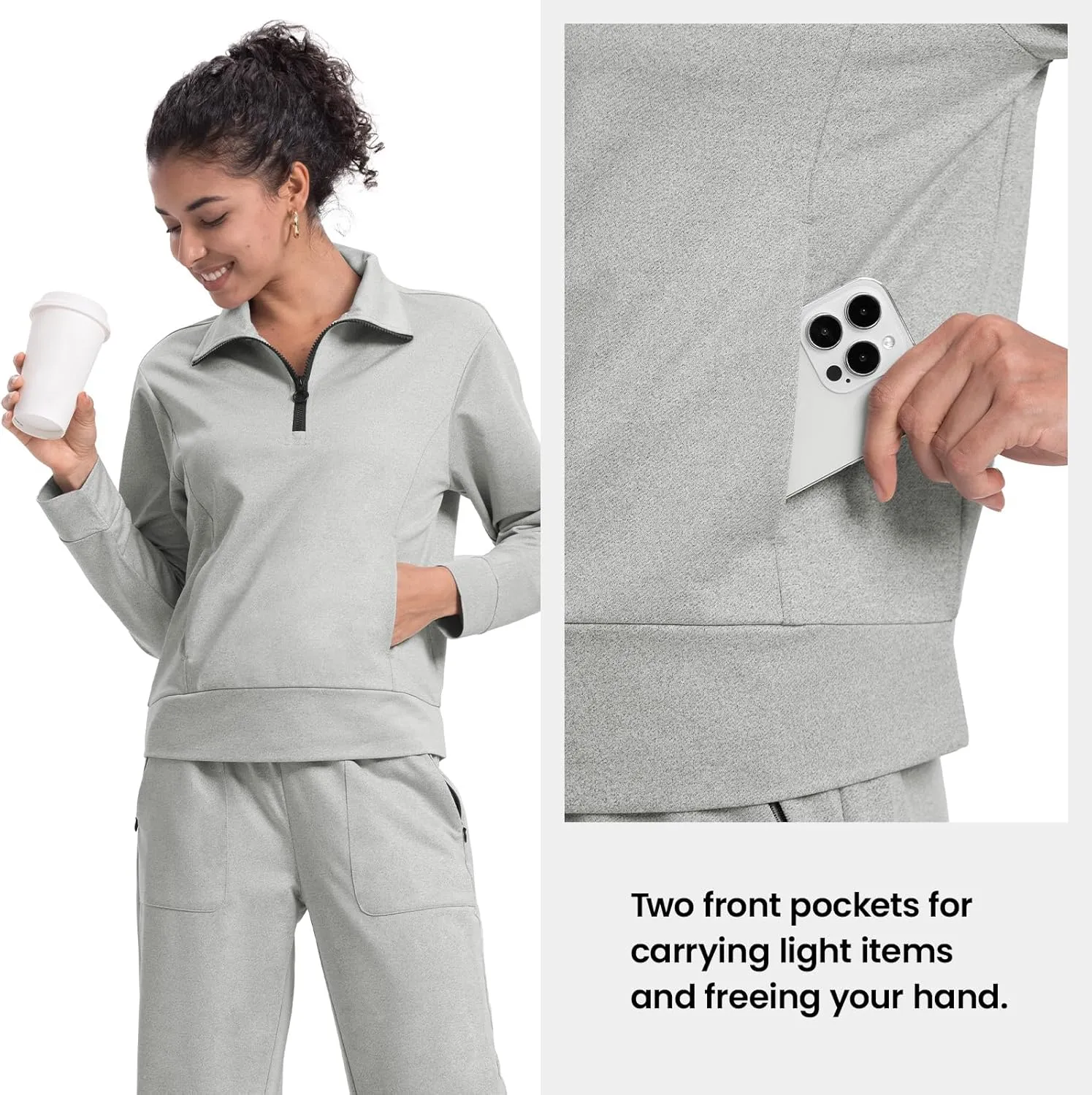 Rdruko Lounge Sets For Women 2 Piece Outfits Sweatsuit Half Zip Sweatshirts and Wide Leg SweatPants Tracksuit Suit