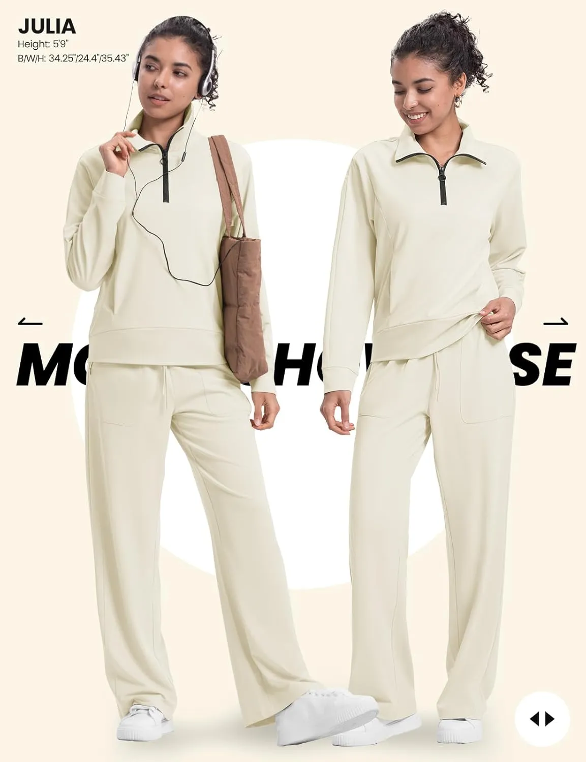 Rdruko Lounge Sets For Women 2 Piece Outfits Sweatsuit Half Zip Sweatshirts and Wide Leg SweatPants Tracksuit Suit