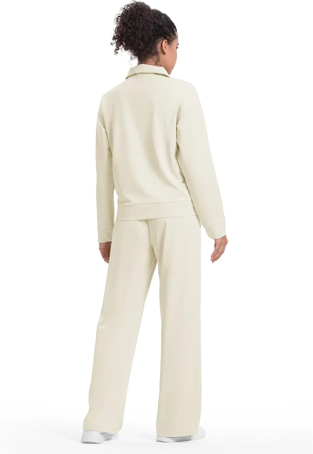 Rdruko Lounge Sets For Women 2 Piece Outfits Sweatsuit Half Zip Sweatshirts and Wide Leg SweatPants Tracksuit Suit