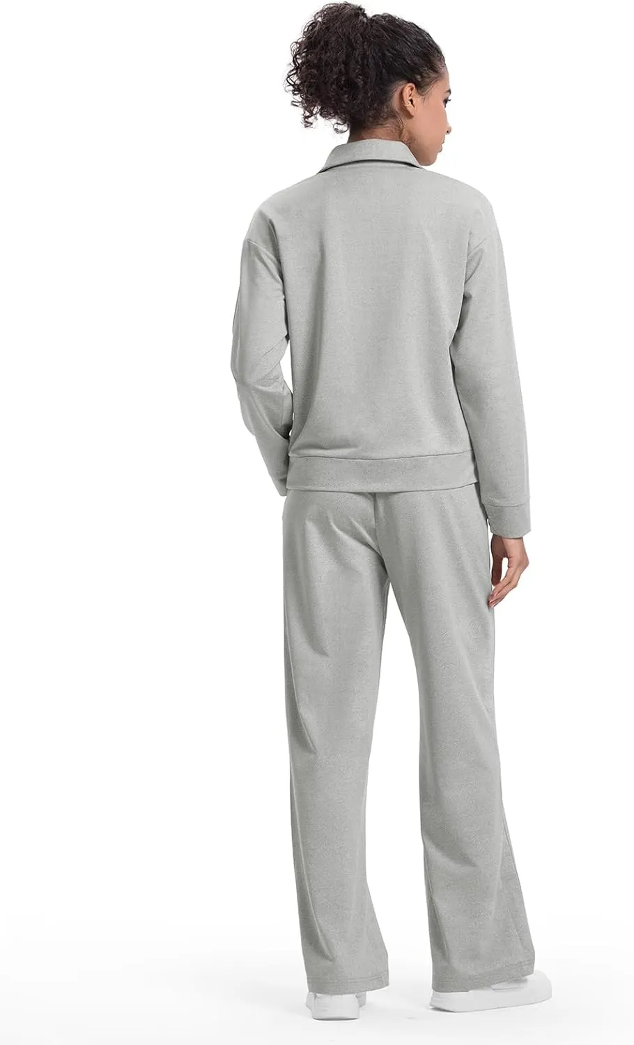 Rdruko Lounge Sets For Women 2 Piece Outfits Sweatsuit Half Zip Sweatshirts and Wide Leg SweatPants Tracksuit Suit