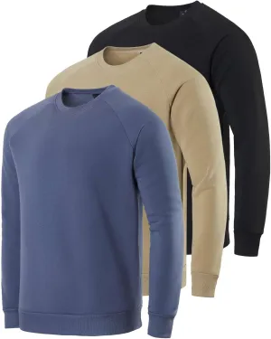 Real Essentials 3 Pack: Men's Soft Plush Fleece Crewneck Sweatshirt - Athletic Pullover Sweater (Available In Big & Tall)