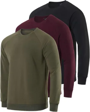 Real Essentials 3 Pack: Men's Soft Plush Fleece Crewneck Sweatshirt - Athletic Pullover Sweater (Available In Big & Tall)