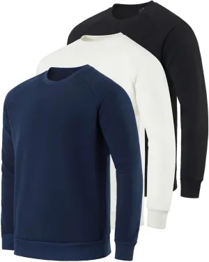 Real Essentials 3 Pack: Men's Soft Plush Fleece Crewneck Sweatshirt - Athletic Pullover Sweater (Available In Big & Tall)