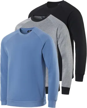 Real Essentials 3 Pack: Men's Soft Plush Fleece Crewneck Sweatshirt - Athletic Pullover Sweater (Available In Big & Tall)