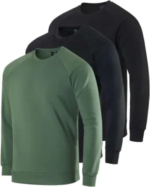 Real Essentials 3 Pack: Men's Soft Plush Fleece Crewneck Sweatshirt - Athletic Pullover Sweater (Available In Big & Tall)