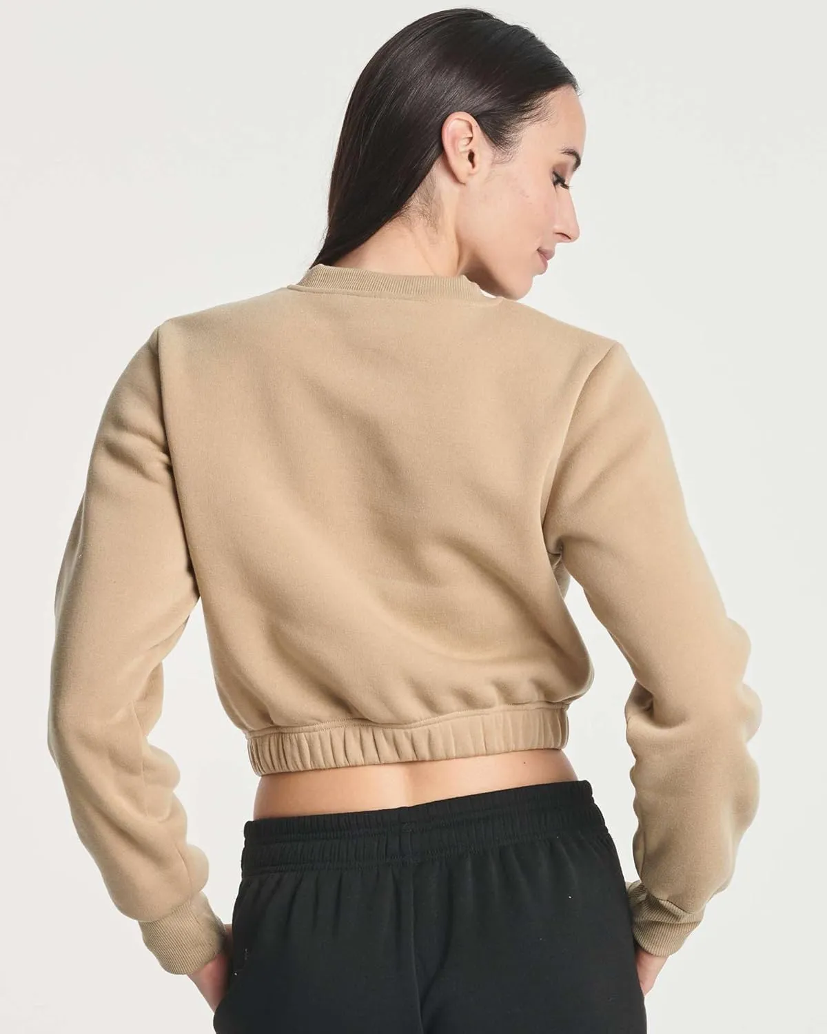 Real Essentials 3 Pack: Women's Fleece Cropped Sweatshirt - Long Sleeve Crew Neck Crop Top (Available in Plus Size)