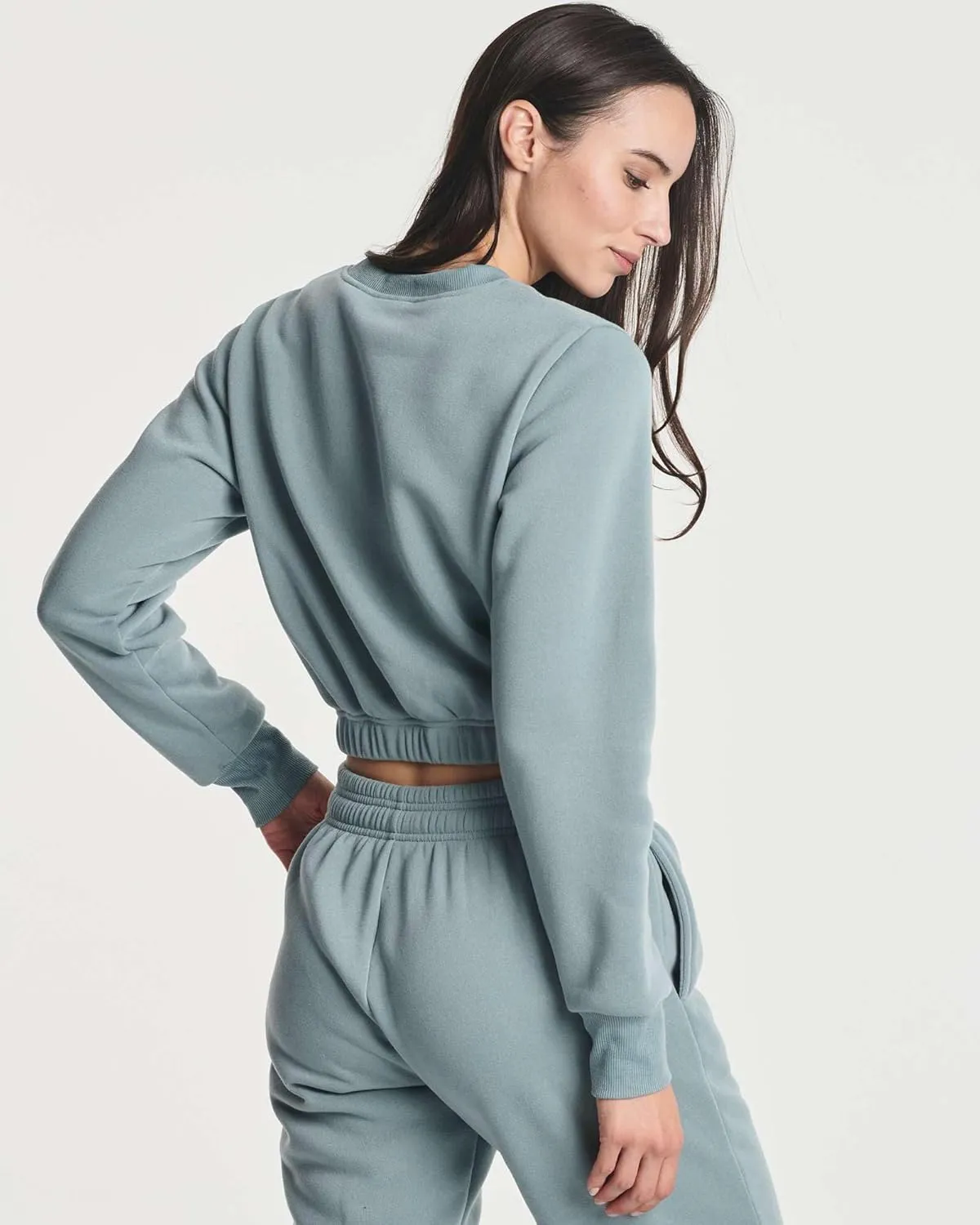 Real Essentials 3 Pack: Women's Fleece Cropped Sweatshirt - Long Sleeve Crew Neck Crop Top (Available in Plus Size)