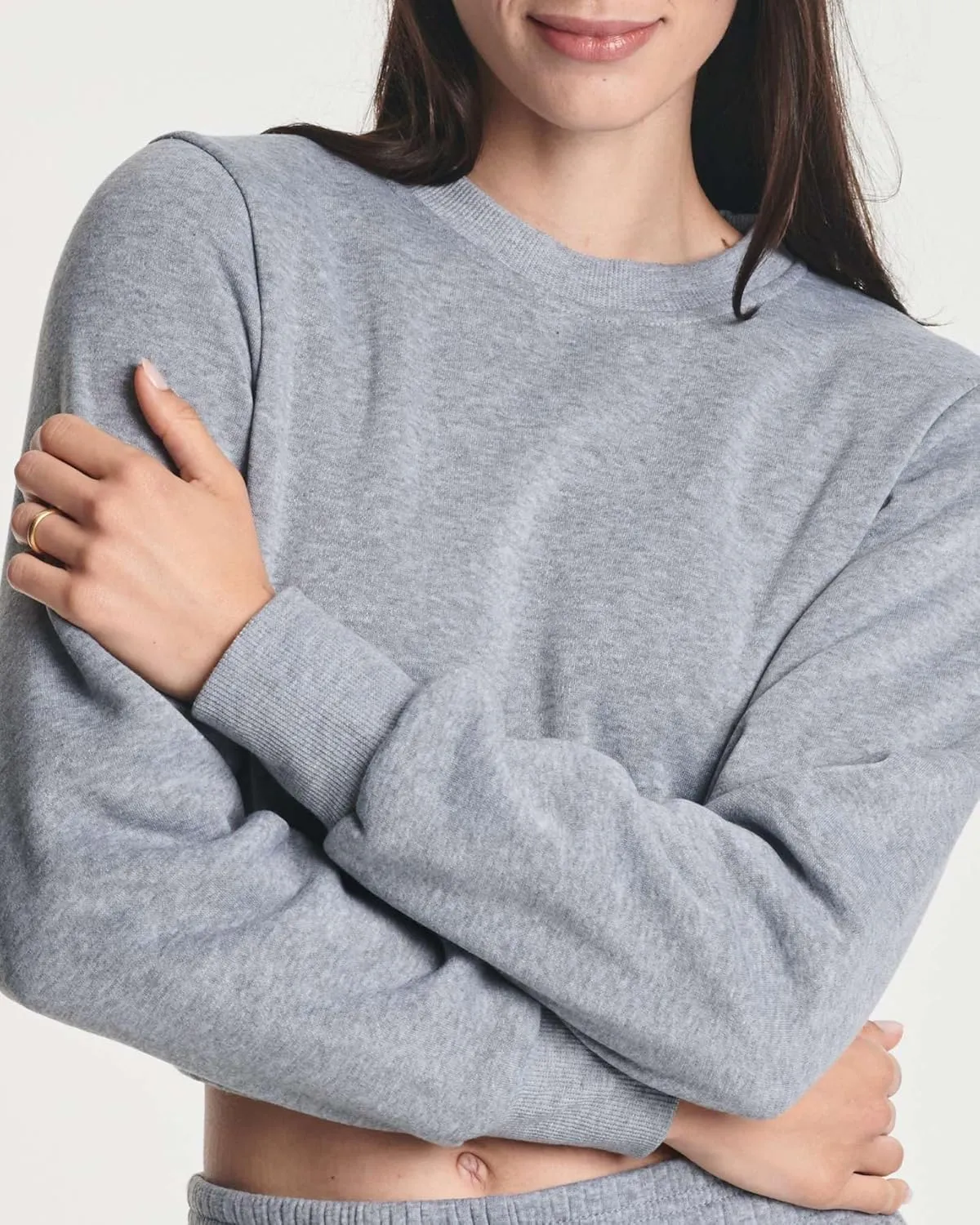 Real Essentials 3 Pack: Women's Fleece Cropped Sweatshirt - Long Sleeve Crew Neck Crop Top (Available in Plus Size)