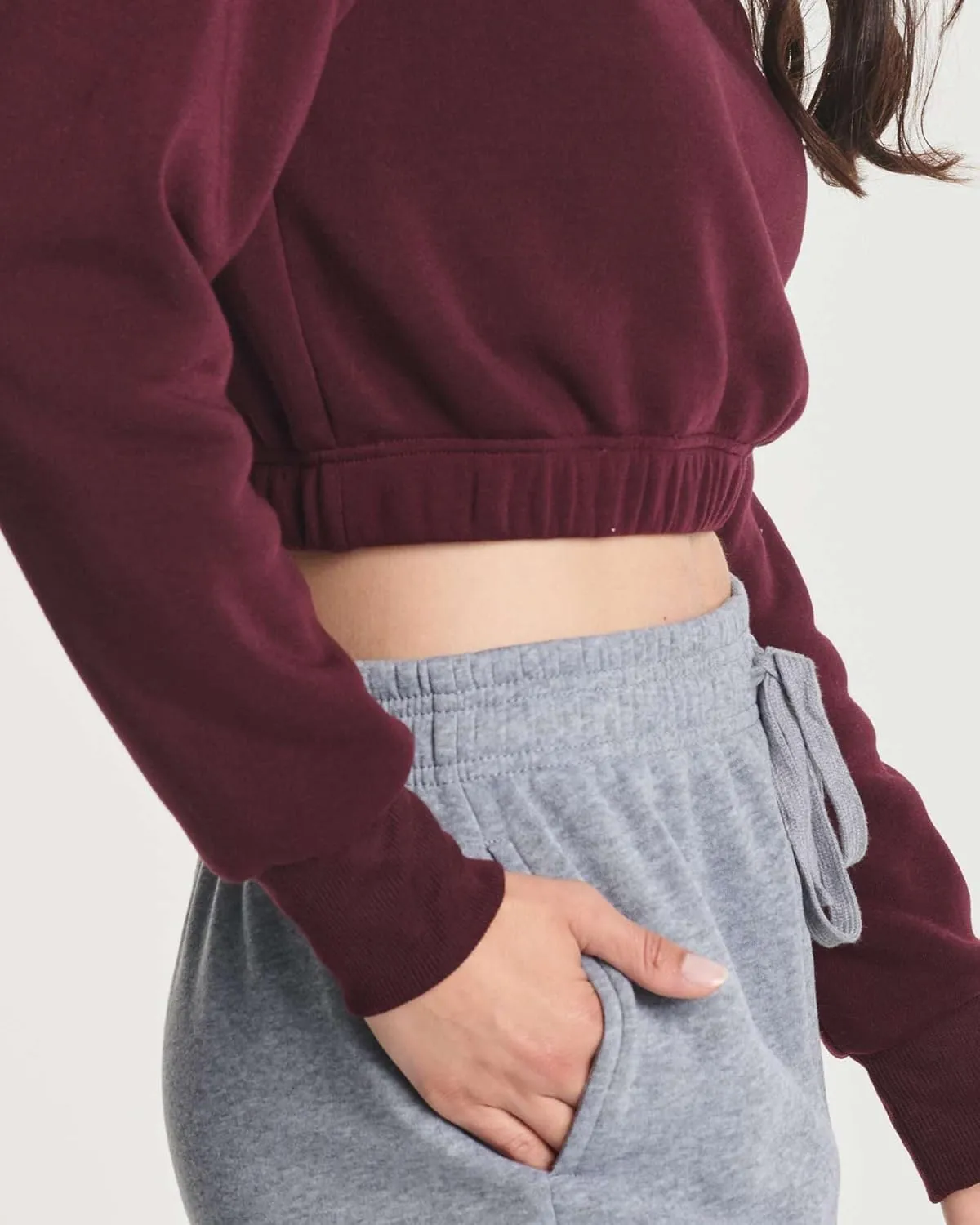 Real Essentials 3 Pack: Women's Fleece Cropped Sweatshirt - Long Sleeve Crew Neck Crop Top (Available in Plus Size)