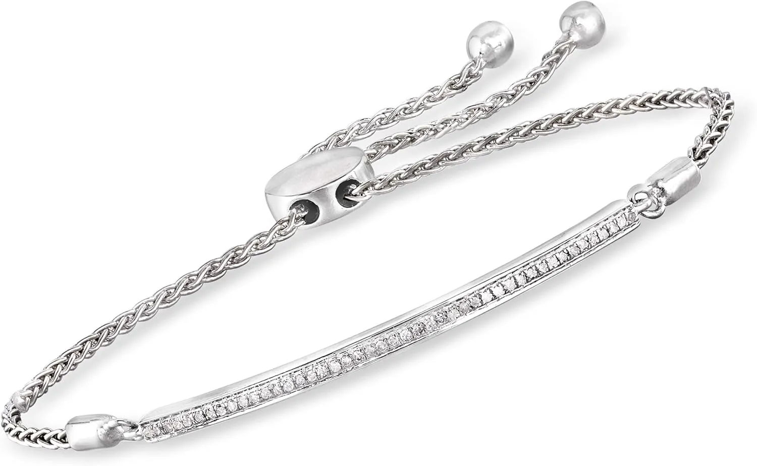 Ross-Simons 0.15 ct. t.w. Diamond Bar Bolo Bracelet in Sterling Silver