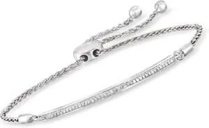 Ross-Simons 0.15 ct. t.w. Diamond Bar Bolo Bracelet in Sterling Silver