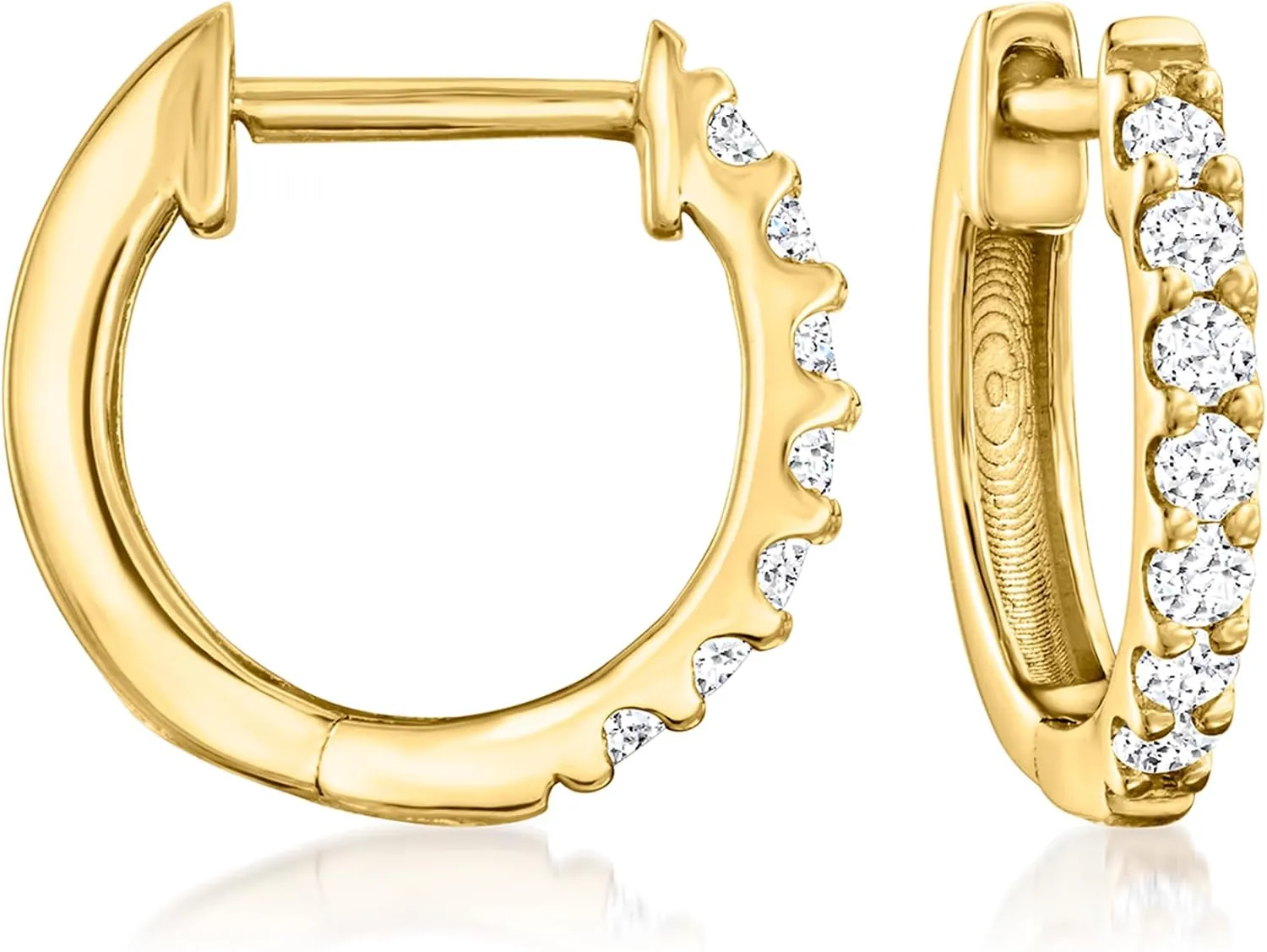 Ross-Simons 0.15 ct. t.w. Lab-Grown Diamond Hoop Earrings in 18kt Gold Over Sterling