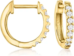 Ross-Simons 0.15 ct. t.w. Lab-Grown Diamond Hoop Earrings in 18kt Gold Over Sterling