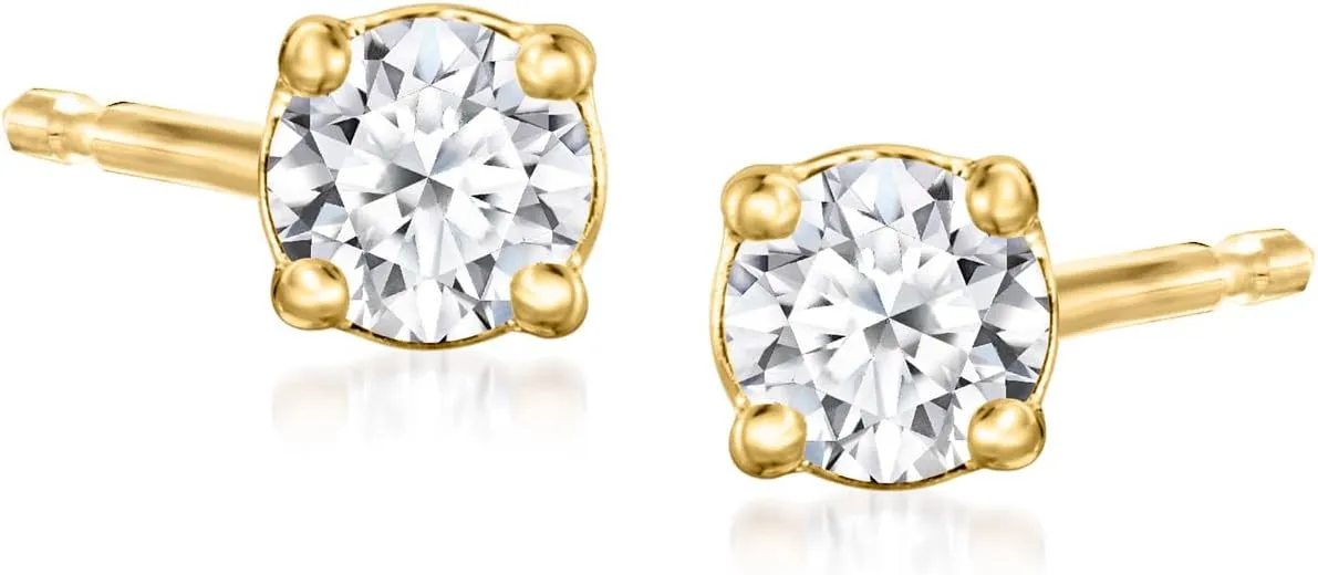 Ross-Simons 0.15 ct. t.w. Lab-Grown Diamond Stud Earrings in 18kt Gold Over Sterling