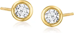 Ross-Simons 0.20 ct. t.w. Bezel-Set Lab-Grown Diamond Stud Earrings in 18kt Gold Over Sterling