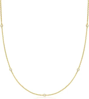 Ross-Simons 0.20 ct. t.w. Lab-Grown Diamond Station Necklace in 18kt Gold Over Sterling