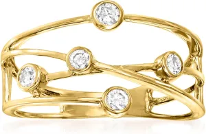 Ross-Simons 0.25 ct. t.w. Bezel-Set Diamond Crisscross Ring in 14kt Yellow Gold. Size 8