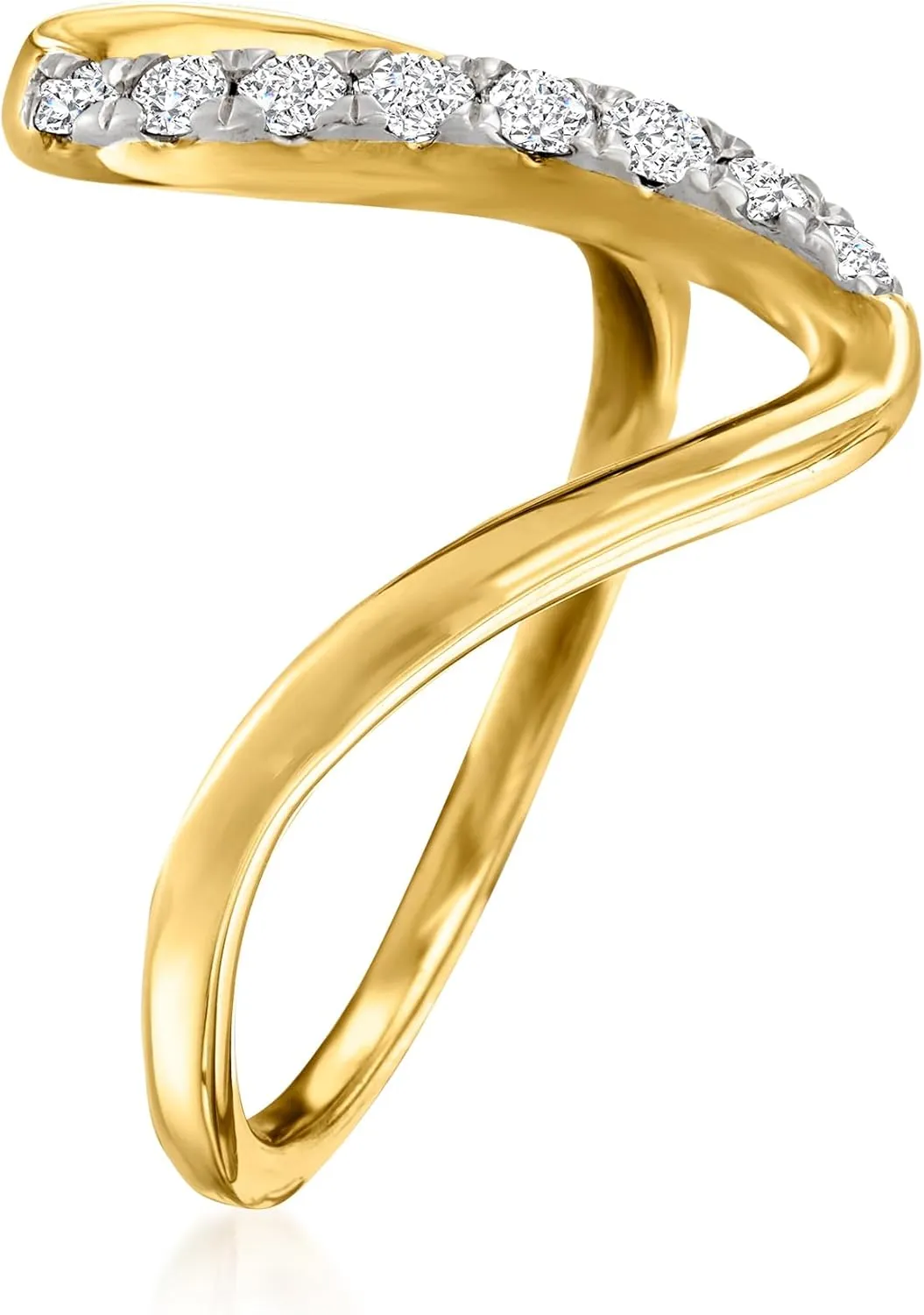 Ross-Simons 0.25 ct. t.w. Diamond Wave Ring in 18kt Gold Over Sterling