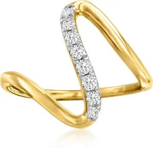 Ross-Simons 0.25 ct. t.w. Diamond Wave Ring in 18kt Gold Over Sterling