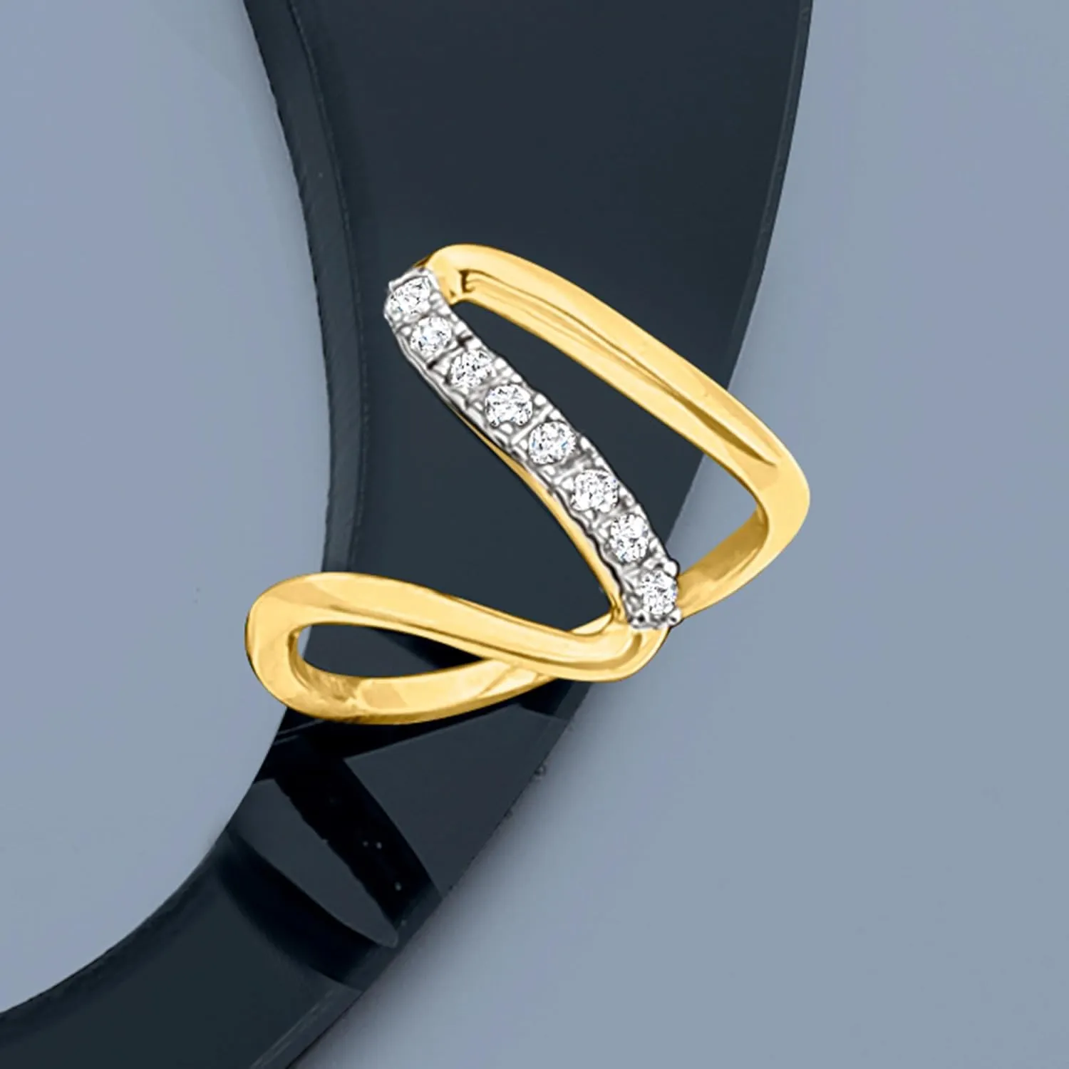 Ross-Simons 0.25 ct. t.w. Diamond Wave Ring in 18kt Gold Over Sterling