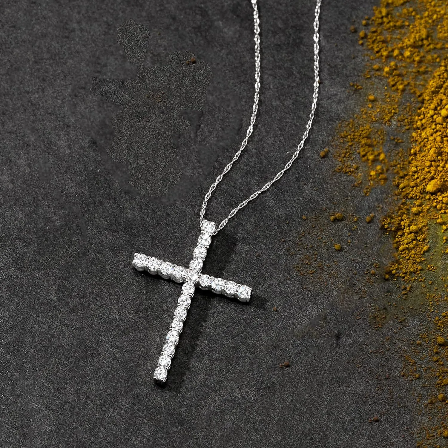 Ross-Simons 1.00 ct. t.w. Diamond Cross Pendant Necklace in 14kt White Gold