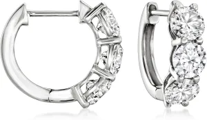 Ross-Simons 2.00 ct. t.w. Lab-Grown Diamond Huggie Hoop Earrings in 14kt White Gold