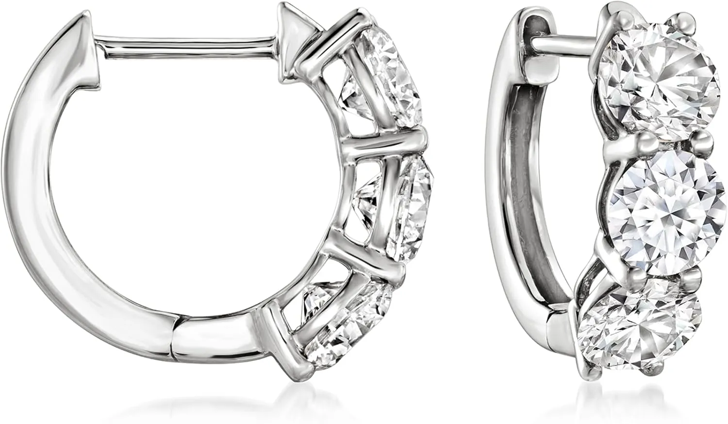 Ross-Simons 2.00 ct. t.w. Lab-Grown Diamond Huggie Hoop Earrings in 14kt White Gold