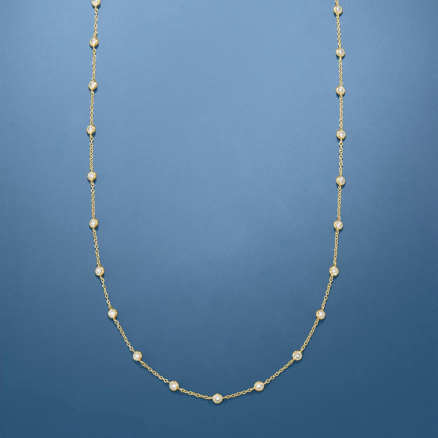 Ross-Simons 4.50 ct. t.w. CZ Station Necklace