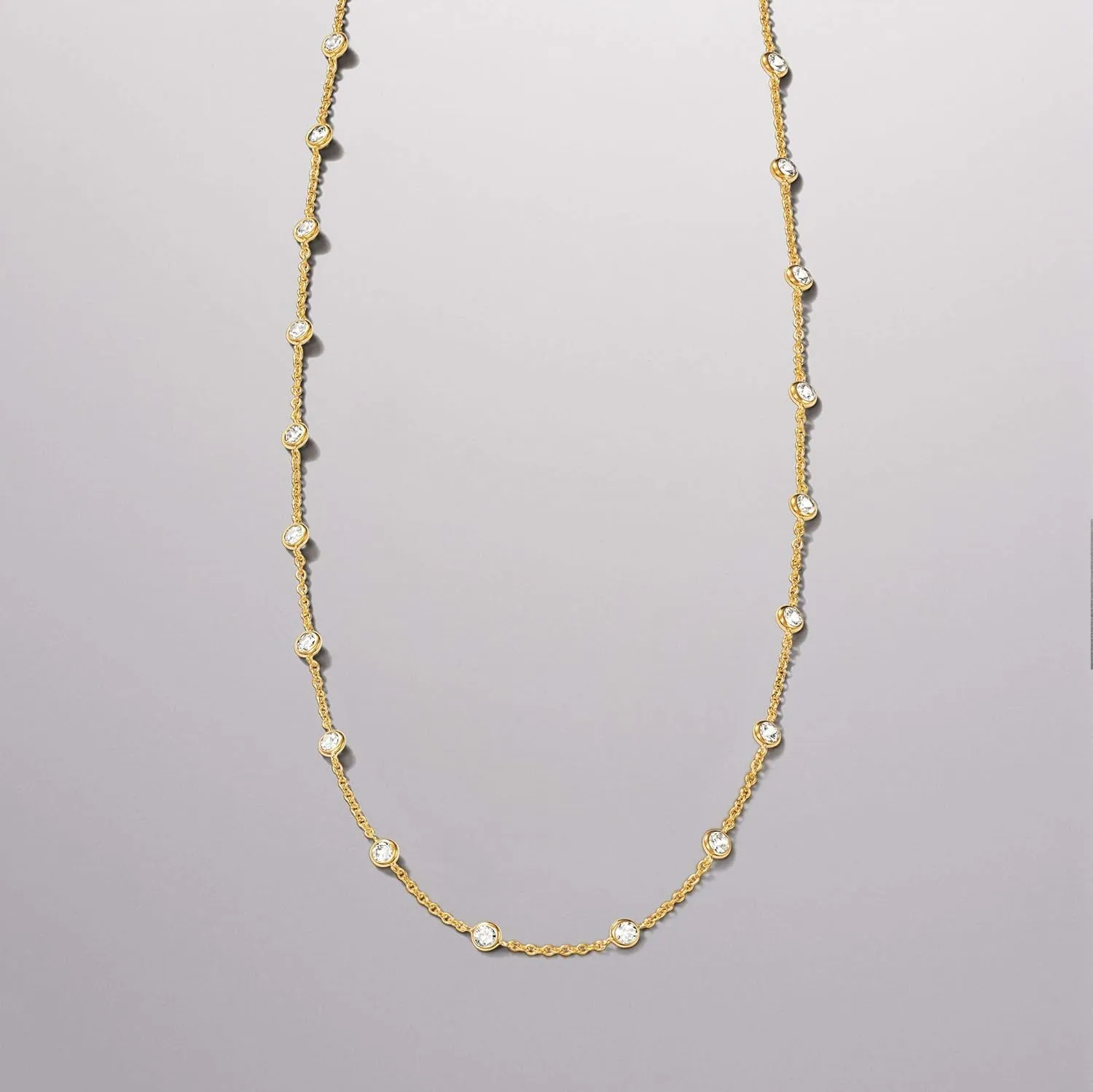 Ross-Simons 4.50 ct. t.w. CZ Station Necklace