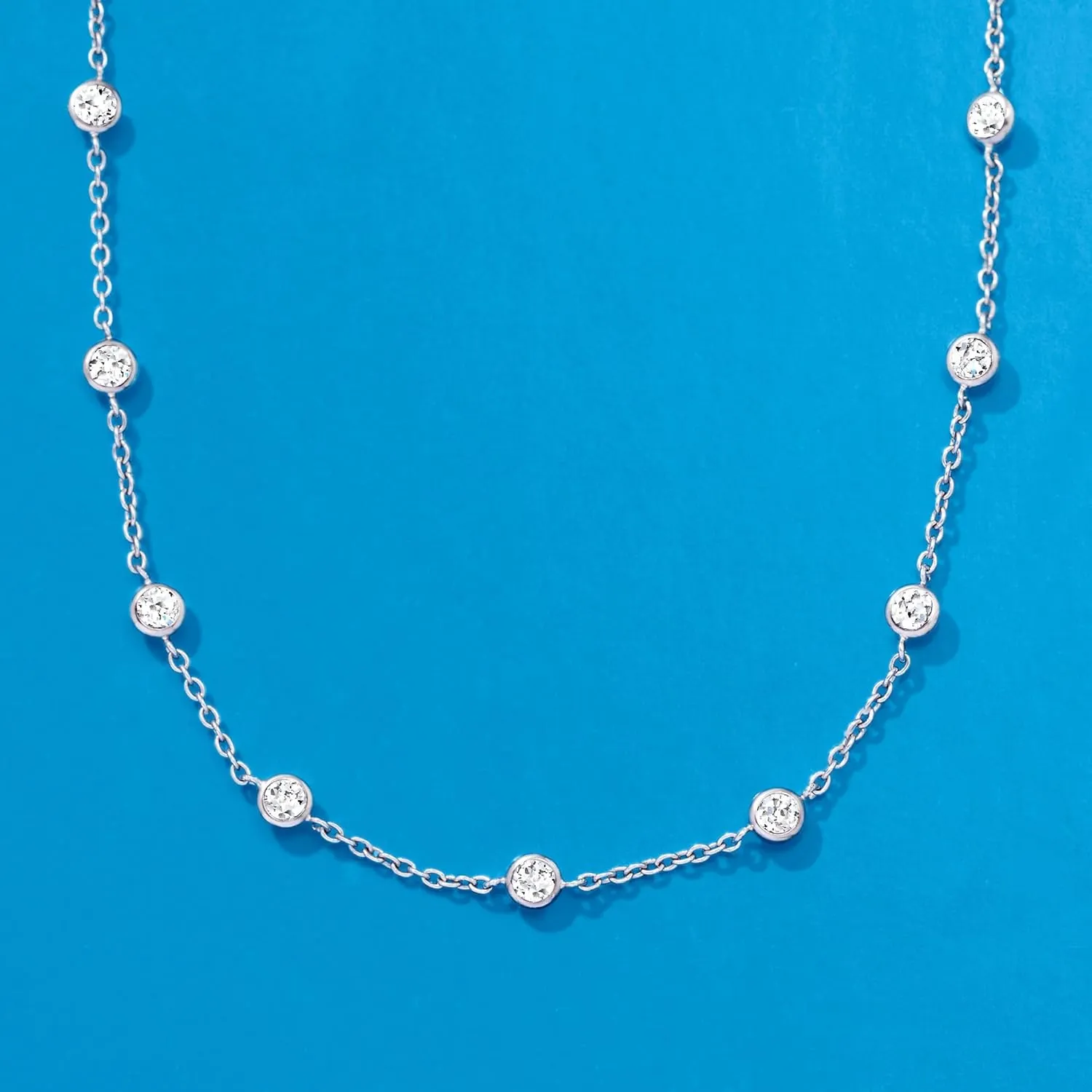 Ross-Simons 4.50 ct. t.w. CZ Station Necklace