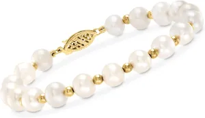 Ross-Simons 6-7mm Cultured Pearl Bracelet With 14kt Yellow Gold