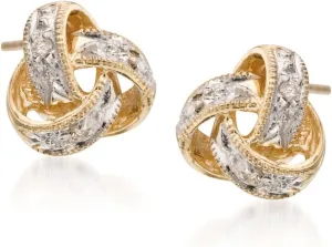 Ross-Simons Diamond Love Knot Stud Earrings in 14kt Yellow Gold