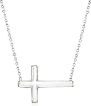Ross-Simons Italian Sterling Silver Sideways Cross Necklace