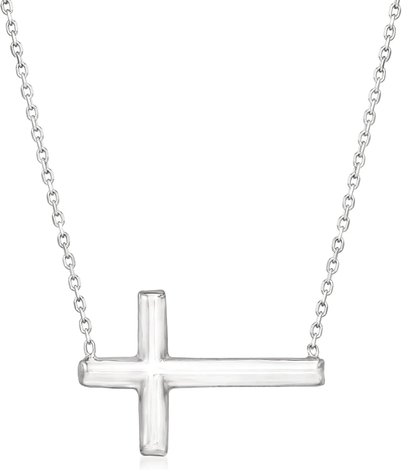 Ross-Simons Italian Sterling Silver Sideways Cross Necklace