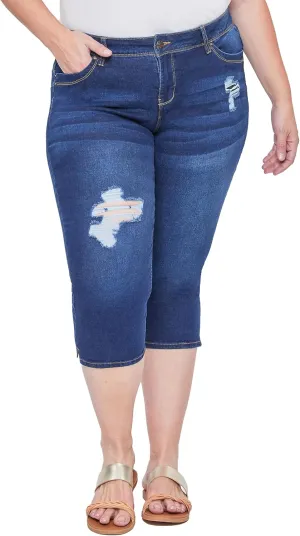 Royalty For Me Womens YMI Jeans Women's Plus Size Sustainable Wannabettabutt Mid Rise Capri Jeans