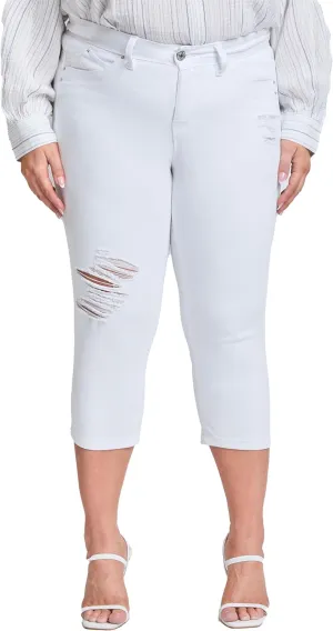 Royalty For Me Womens YMI Jeans Women's Plus Size Sustainable Wannabettabutt Mid Rise Capri Jeans