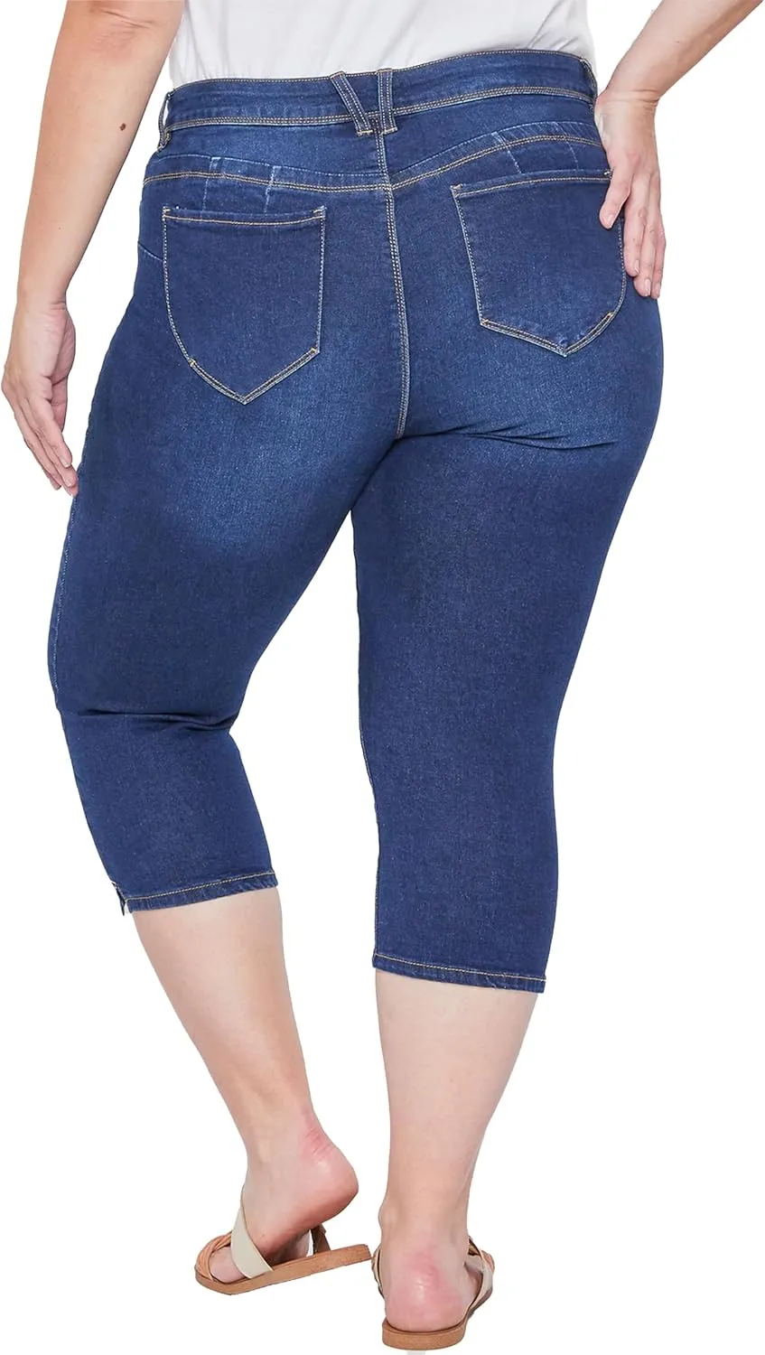 Royalty For Me Womens YMI Jeans Women's Plus Size Sustainable Wannabettabutt Mid Rise Capri Jeans