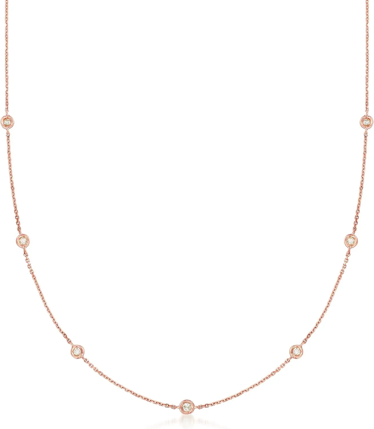 RS Pure by Ross-Simons 0.20 ct. t.w. Diamond Station Necklace in 14kt Rose Gold